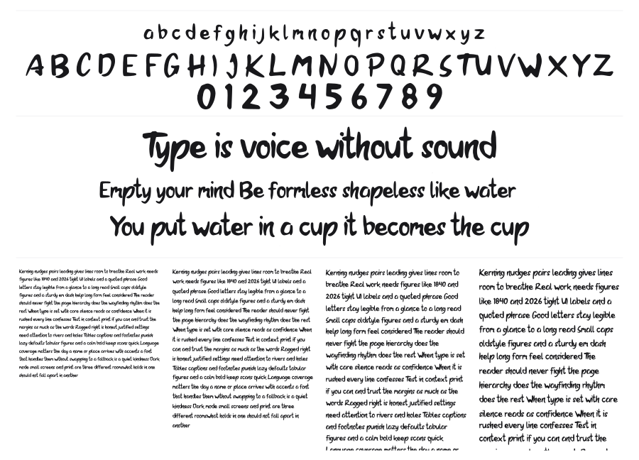 Brandall specimen sheet