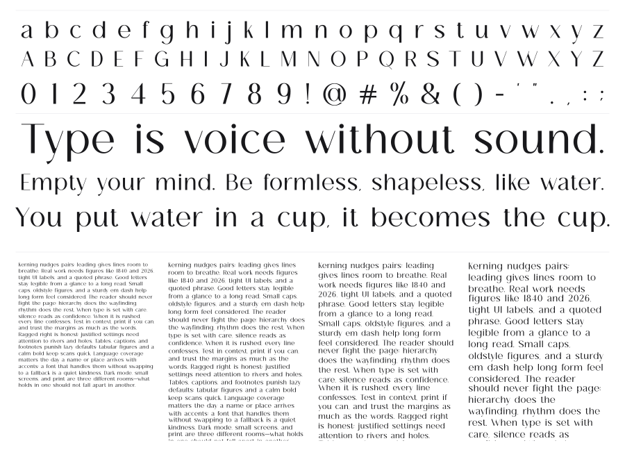 Breadley Sans specimen sheet