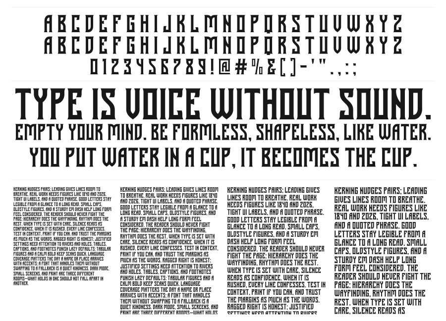 Victoire specimen sheet
