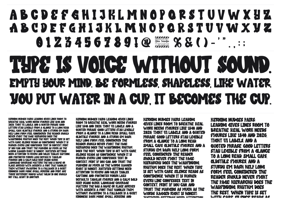 Bostero specimen sheet
