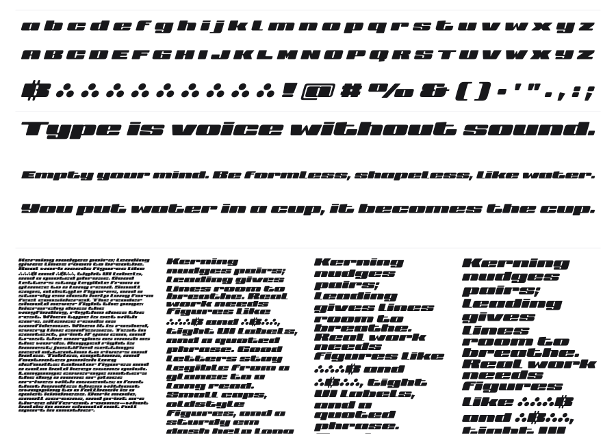 Big Slant specimen sheet