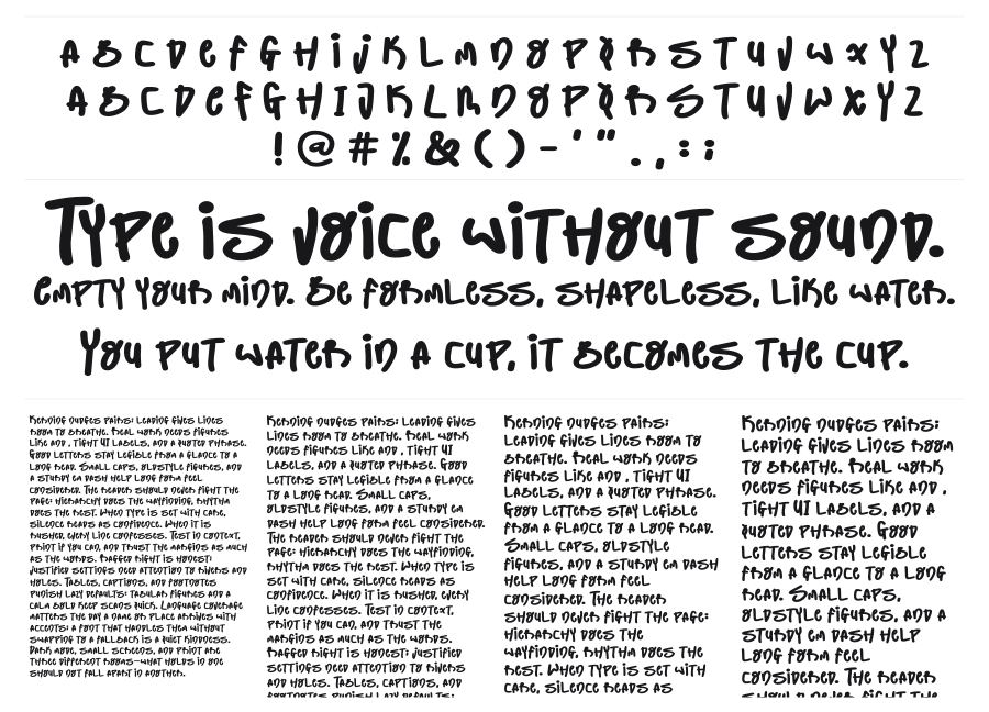 Flower Hill specimen sheet