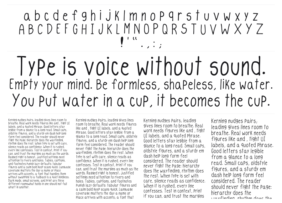 Escrito specimen sheet