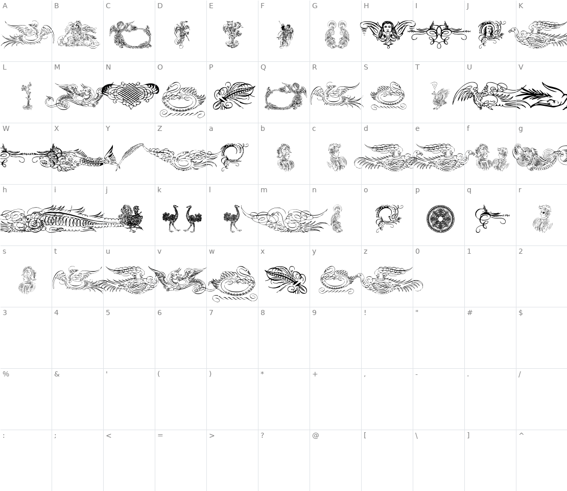 Character set for Aprendiz Caligrafico