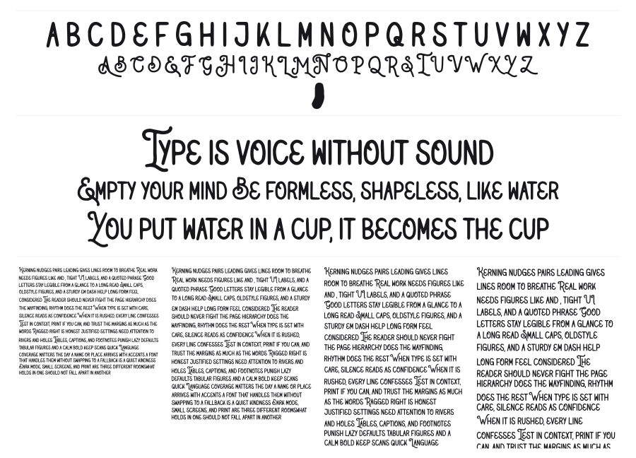 Native Miles Type specimen sheet