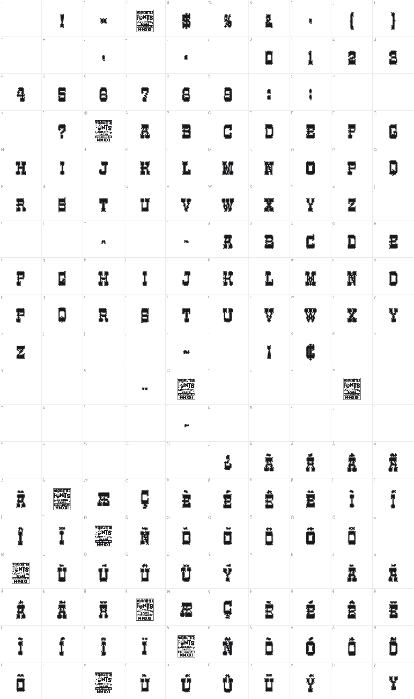 Cafetería España glyph table