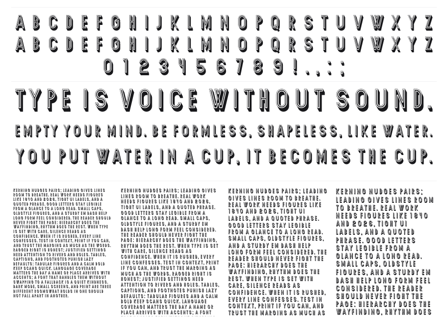 Secca specimen sheet
