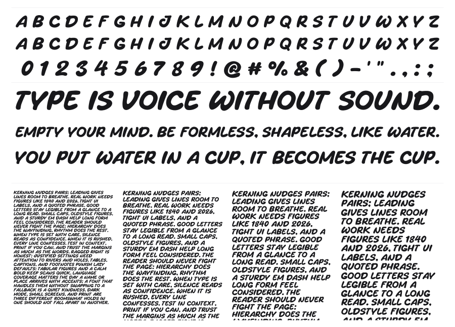 Waytoon specimen sheet