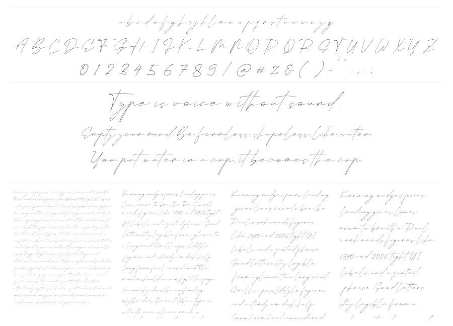 Black Matteo specimen sheet