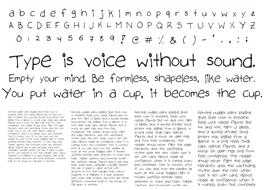 Stephanieee specimen sheet