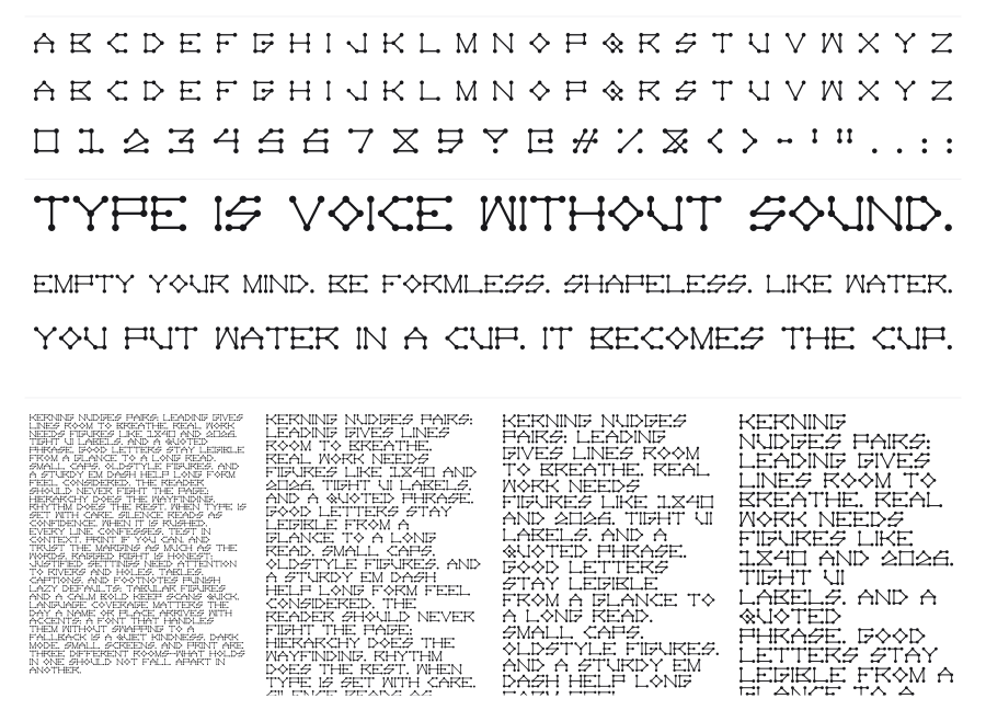 Novem specimen sheet