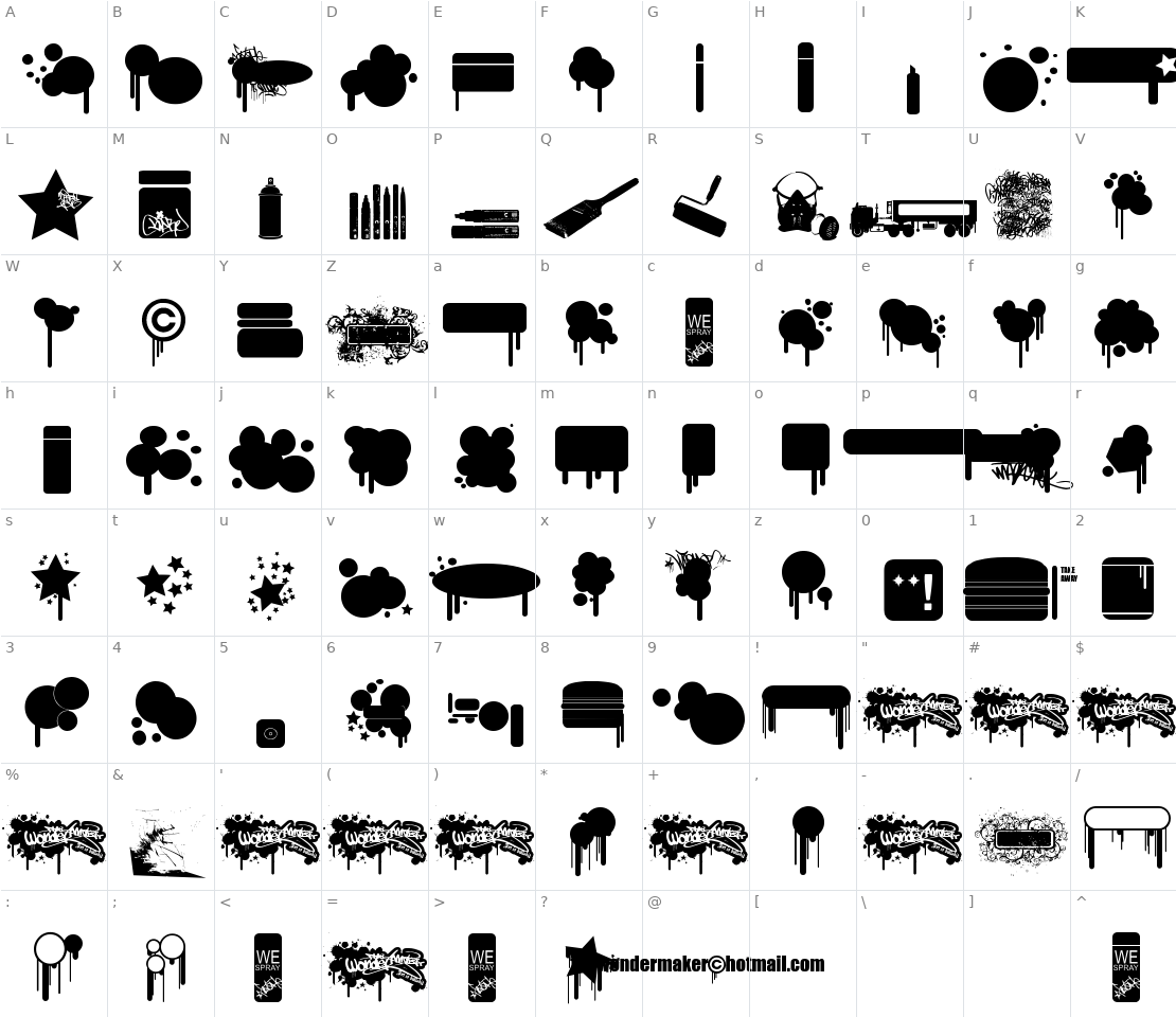 Character set for We Spray