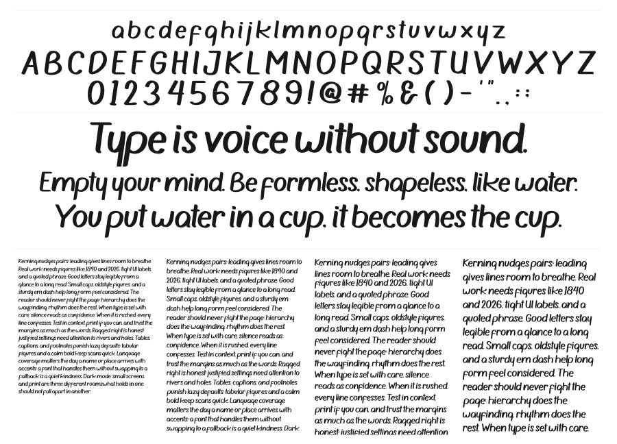 Shopphia specimen sheet