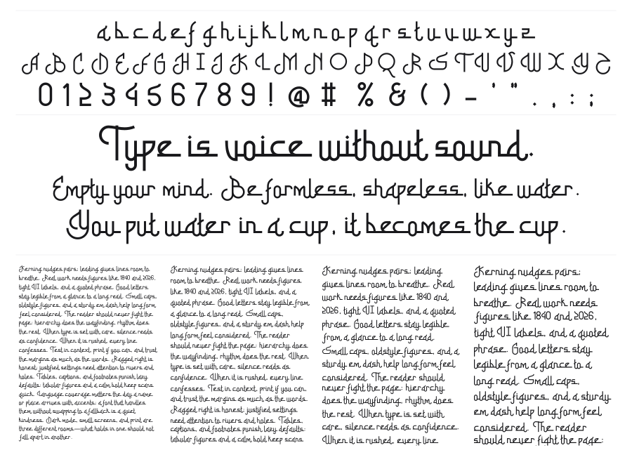 Shabyan specimen sheet