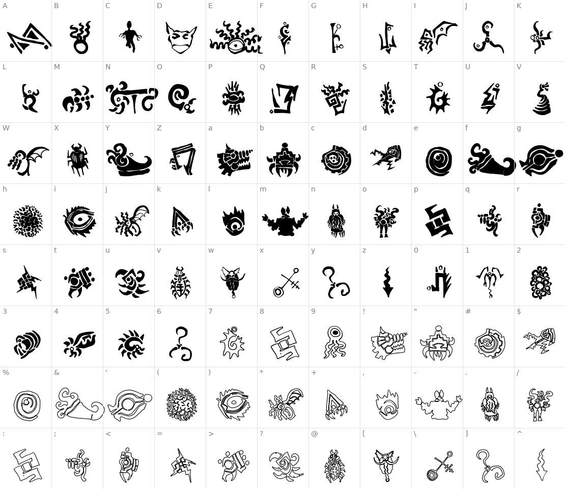 Character set for Cathzulu Extraz