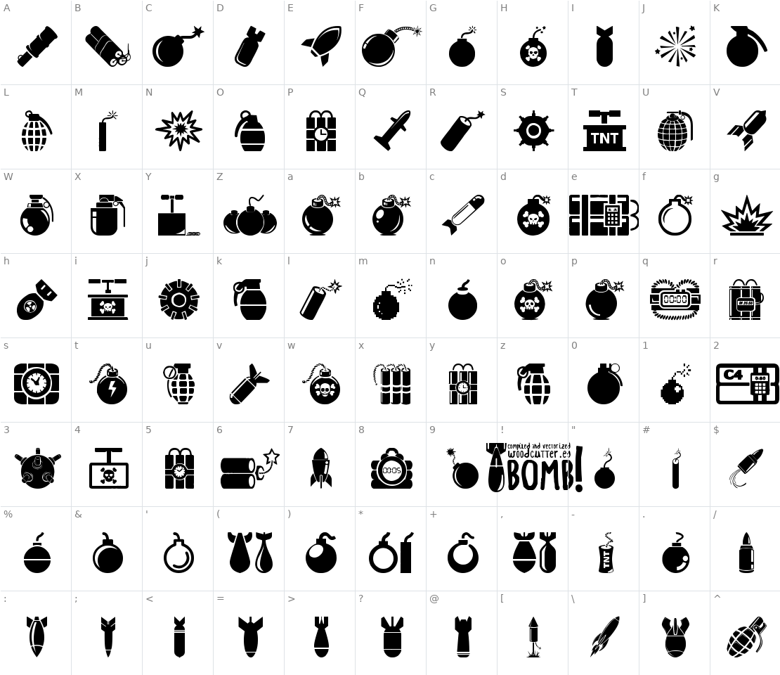 Character set for Bomb!