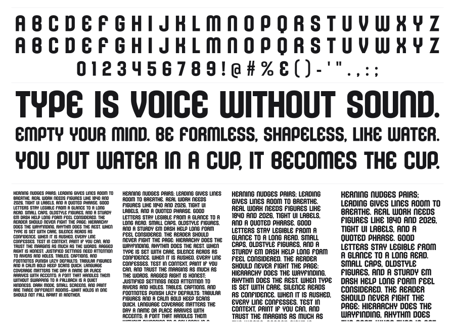 Kleptocracy Titling specimen sheet