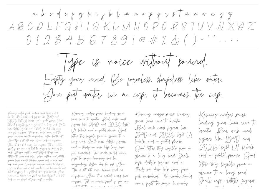 Cafedream specimen sheet