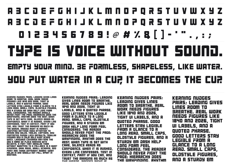 Robot 9000 specimen sheet
