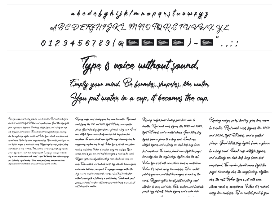 The Gunslinger Waterdrop specimen sheet