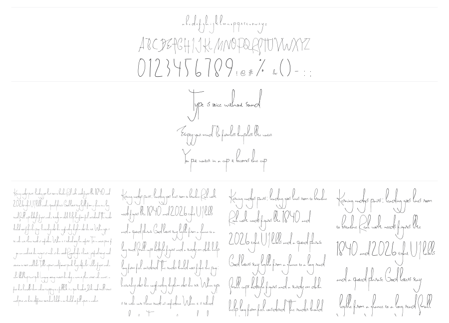 Satriya Maya Handwriting specimen sheet