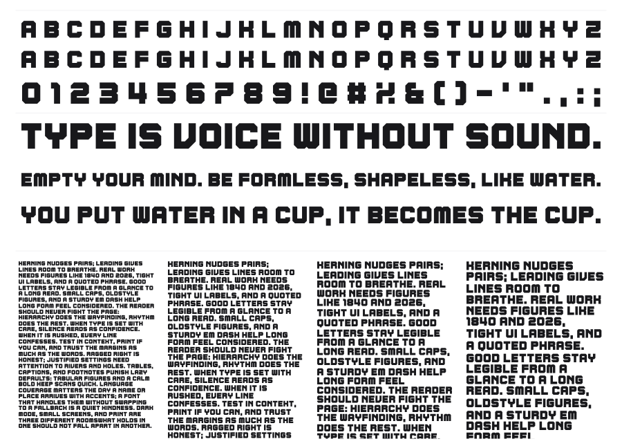 Younger Love specimen sheet