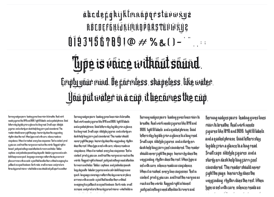 Hikaya Mirage specimen sheet