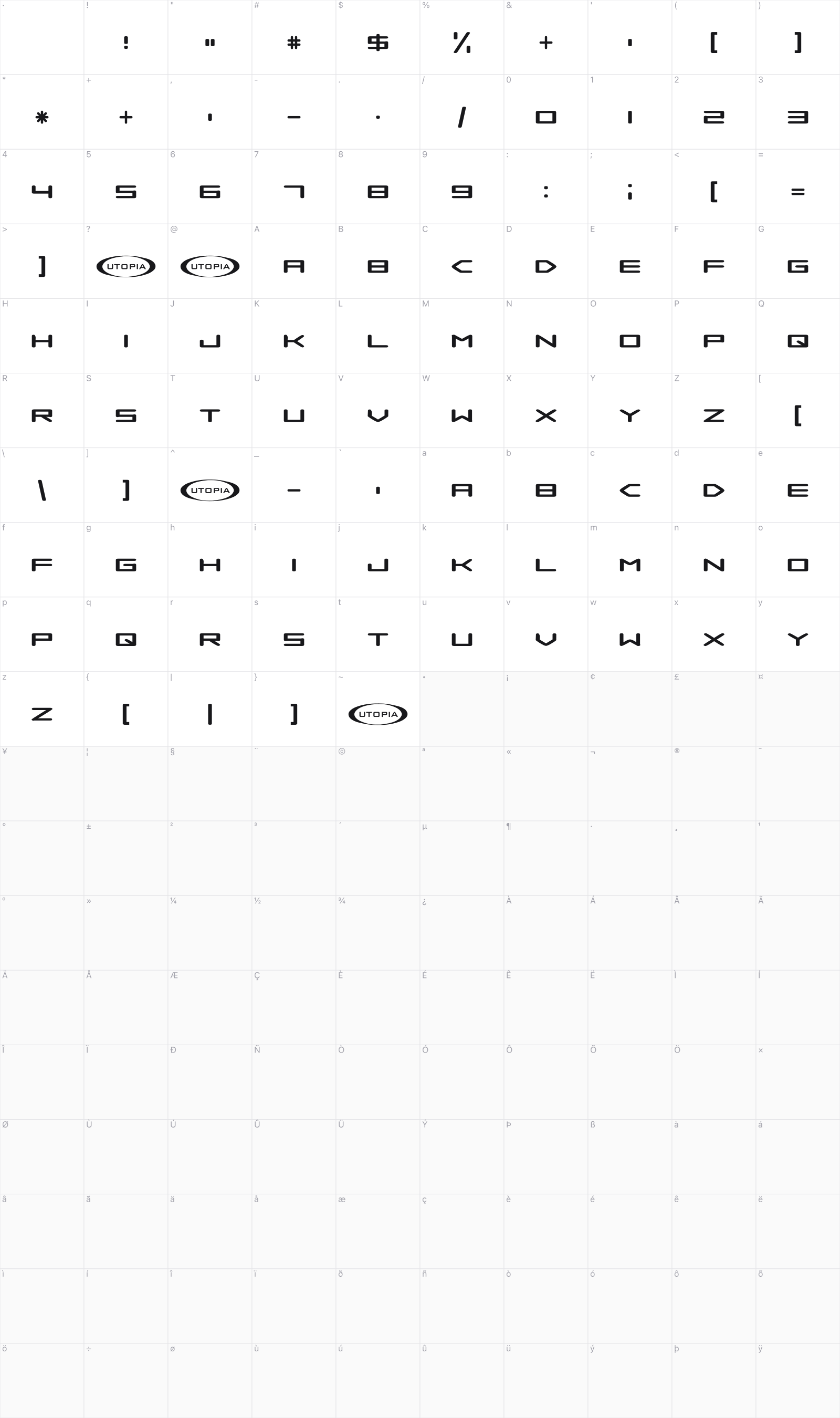Samba is Dead glyph table