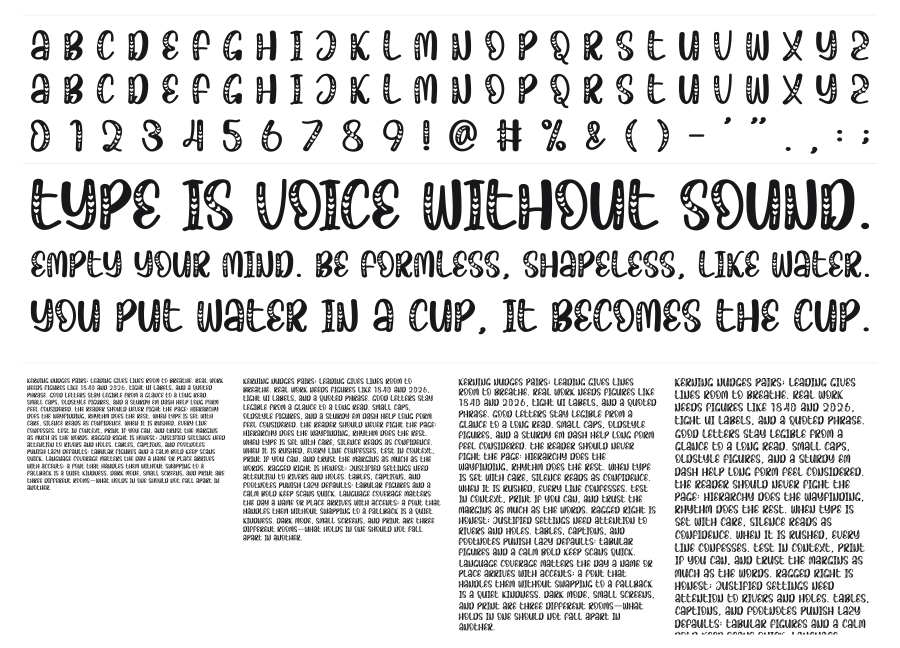 Love Vancy specimen sheet