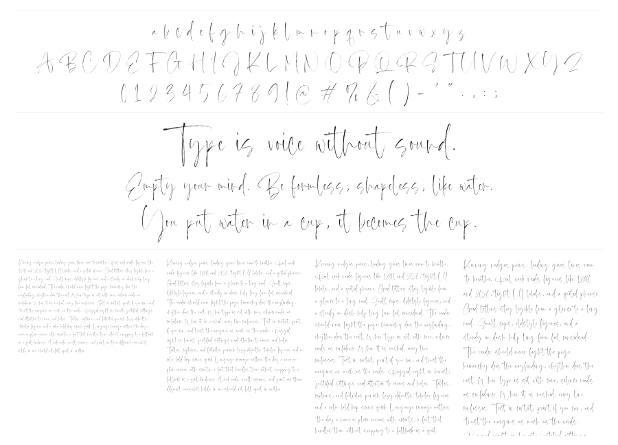 Estella Gardens specimen sheet