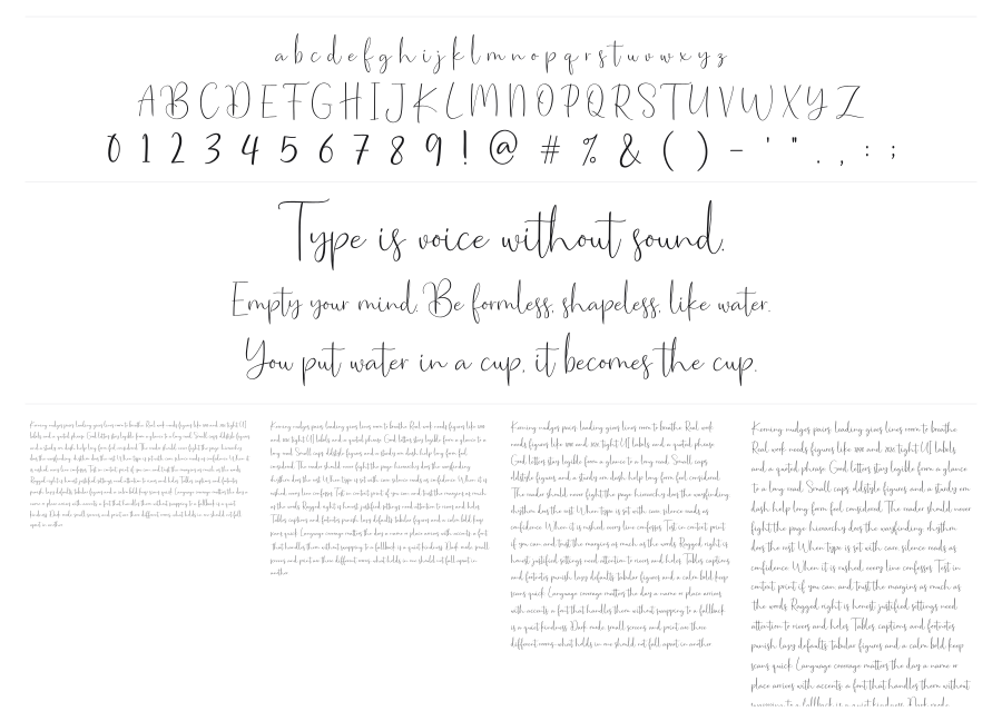 Wankary Script specimen sheet