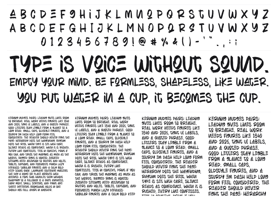 Iron Jarvis specimen sheet