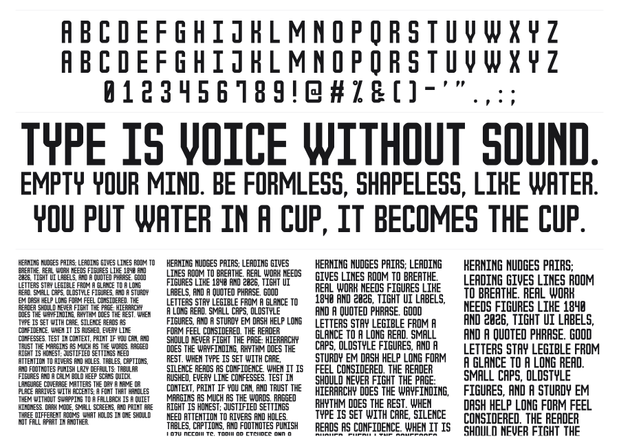 The Outbox St specimen sheet