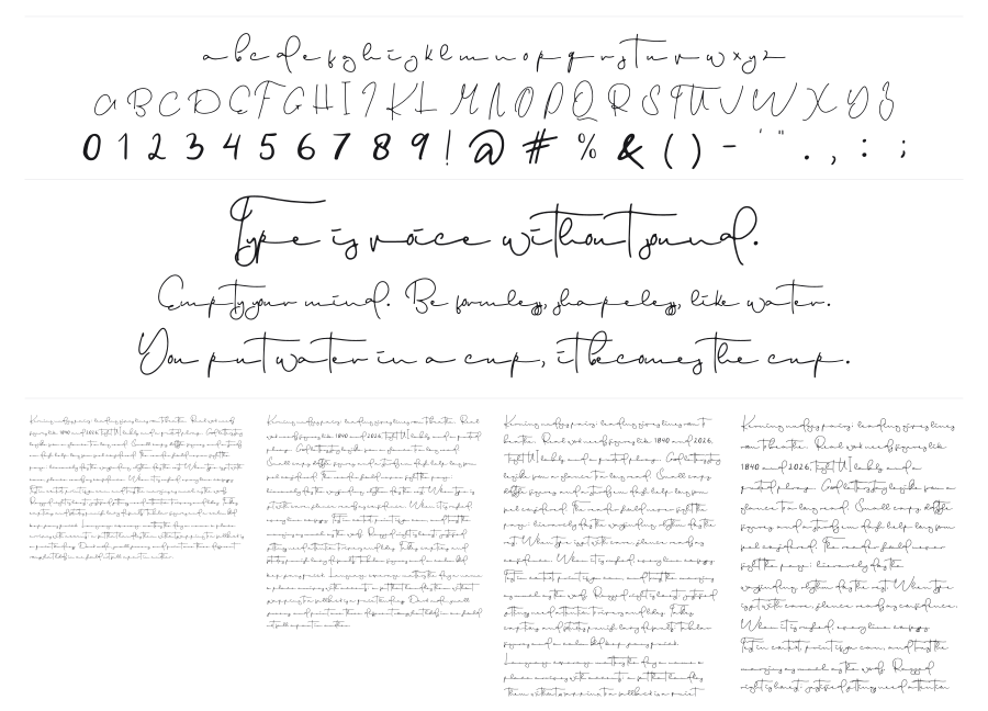 English specimen sheet