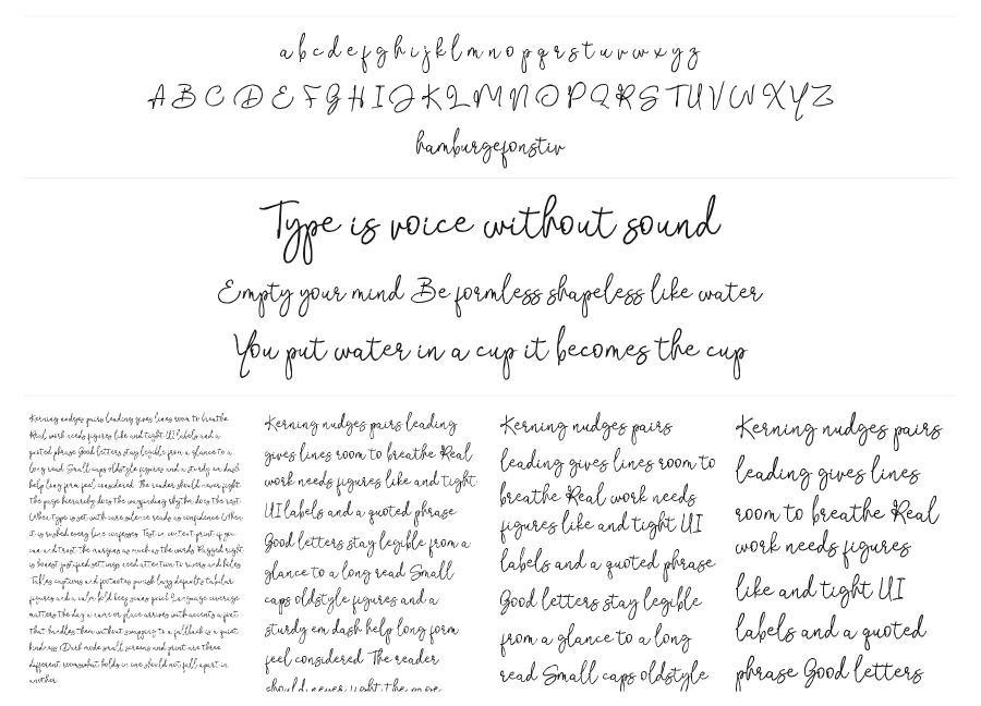 Bendina Sambat specimen sheet