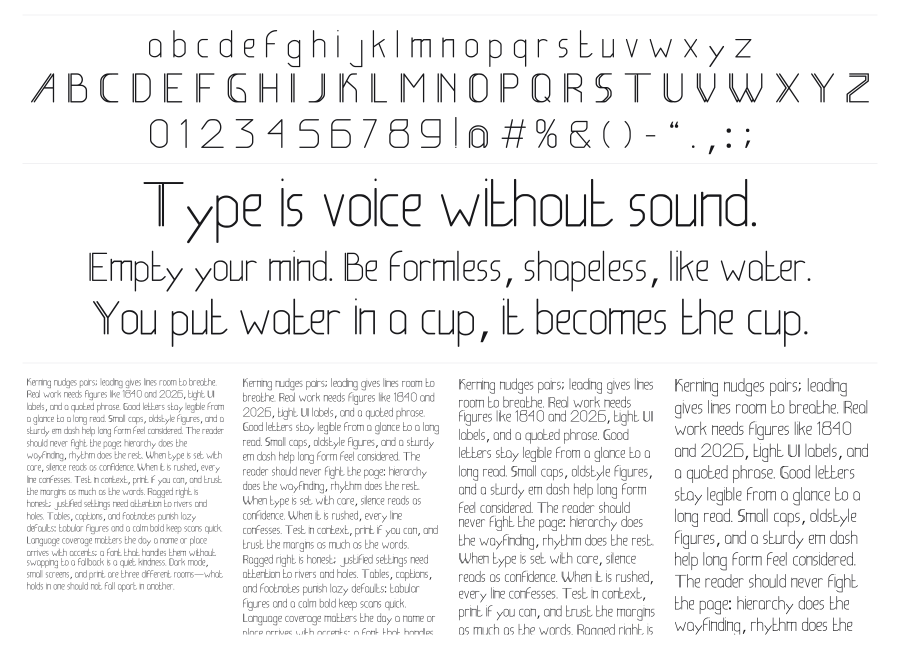 Be Lati specimen sheet