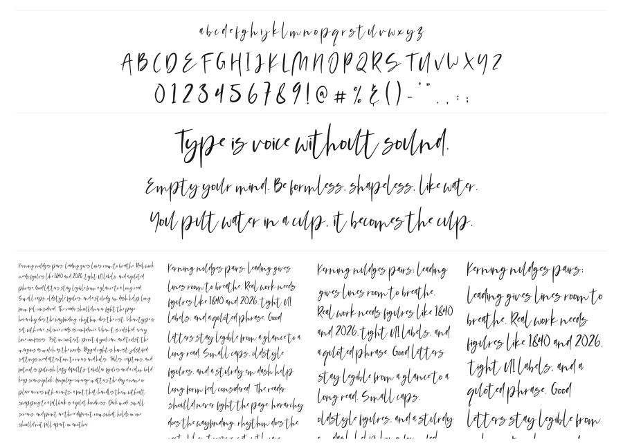 Mondela specimen sheet
