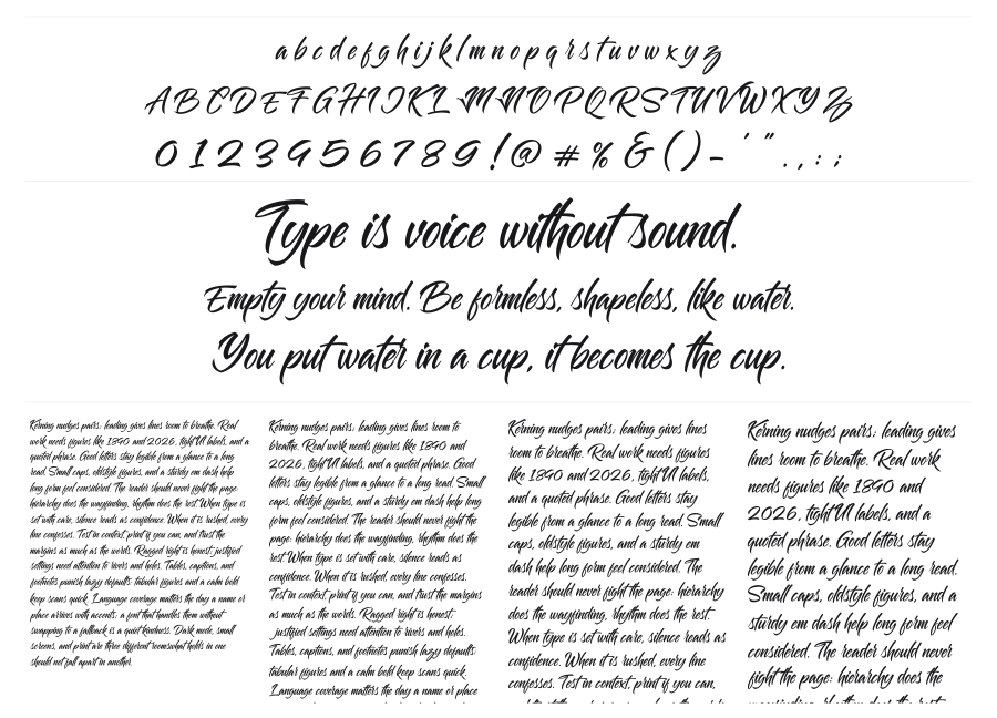 Masicha specimen sheet