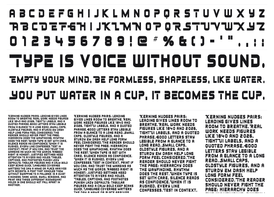 Johnny Fever specimen sheet