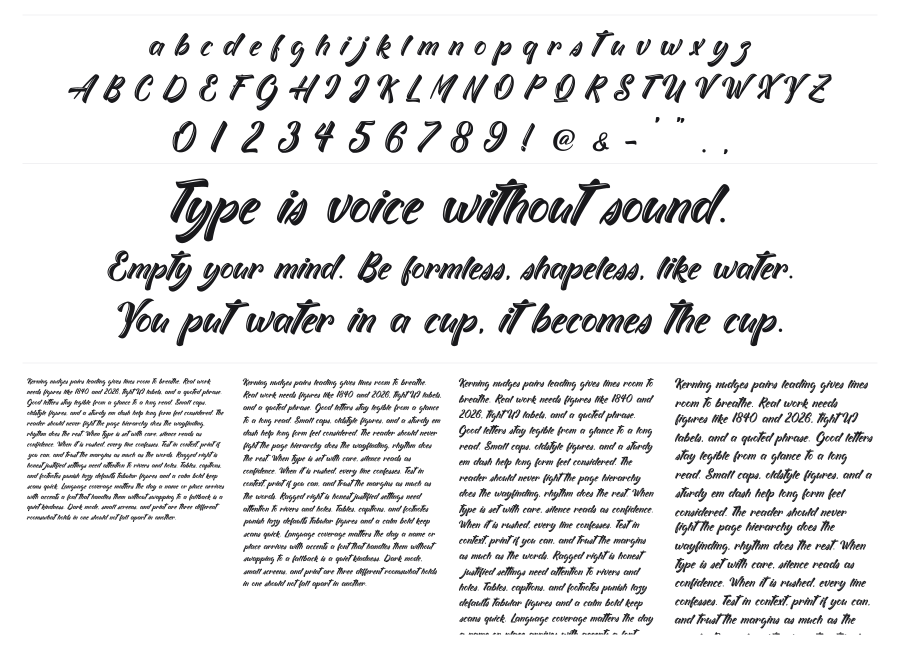 Yeah Violette specimen sheet