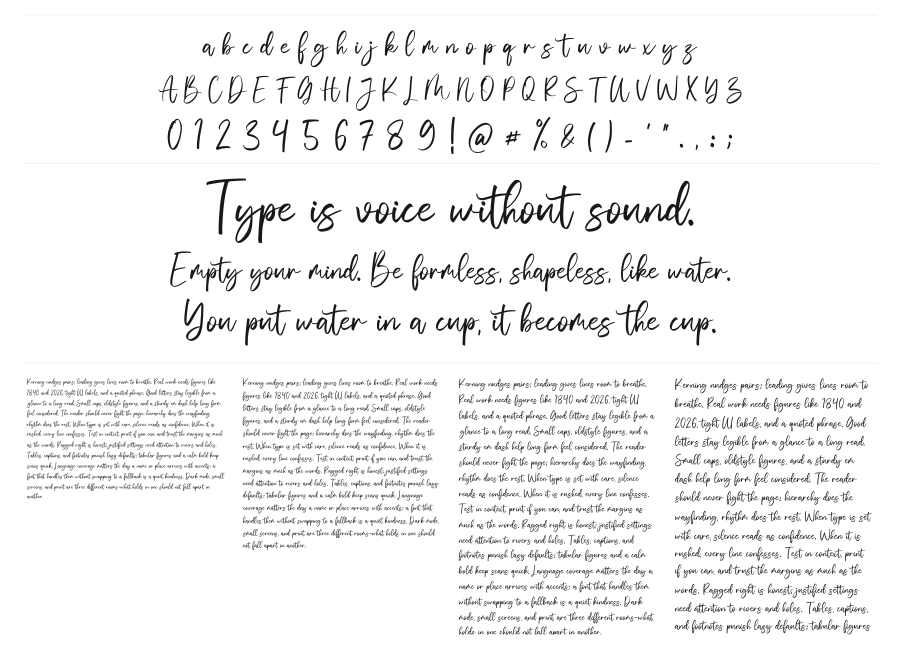 Vivy Aquilla specimen sheet