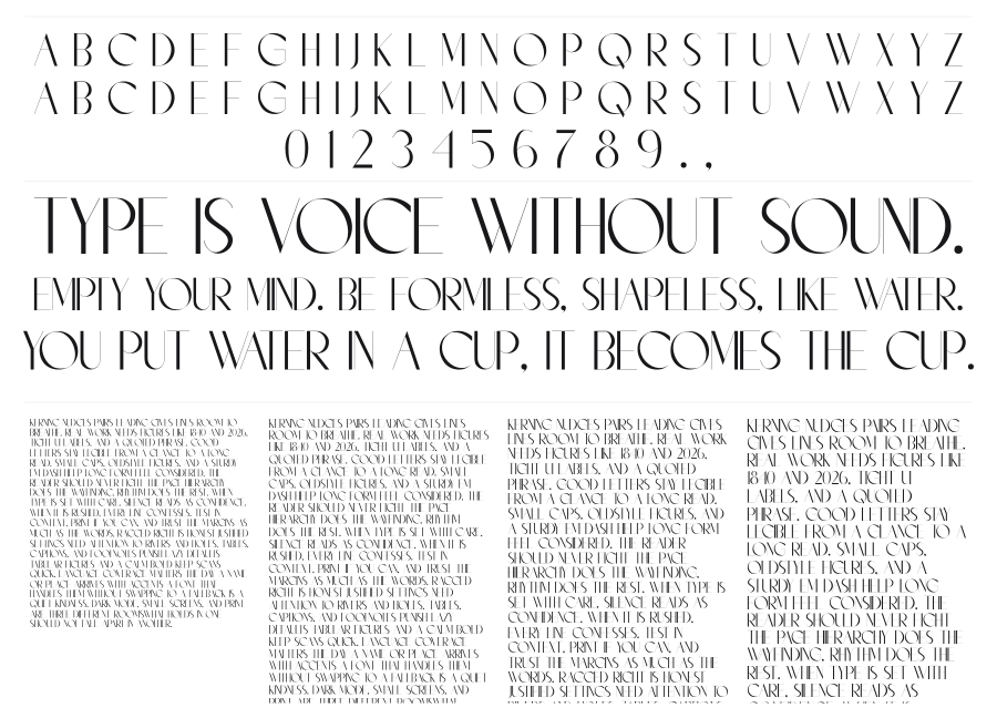 Chatara specimen sheet
