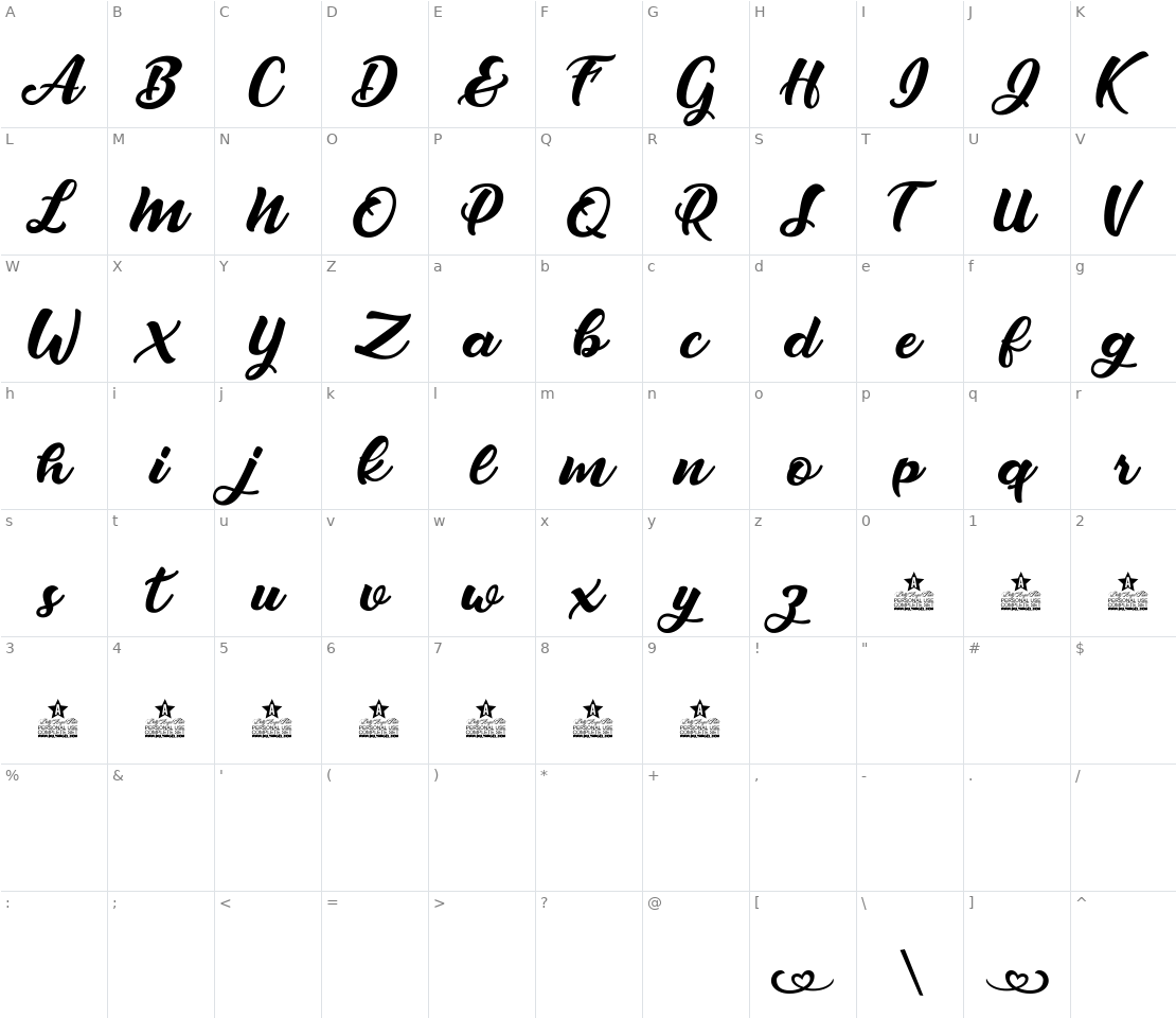 Character set for Crazy Love