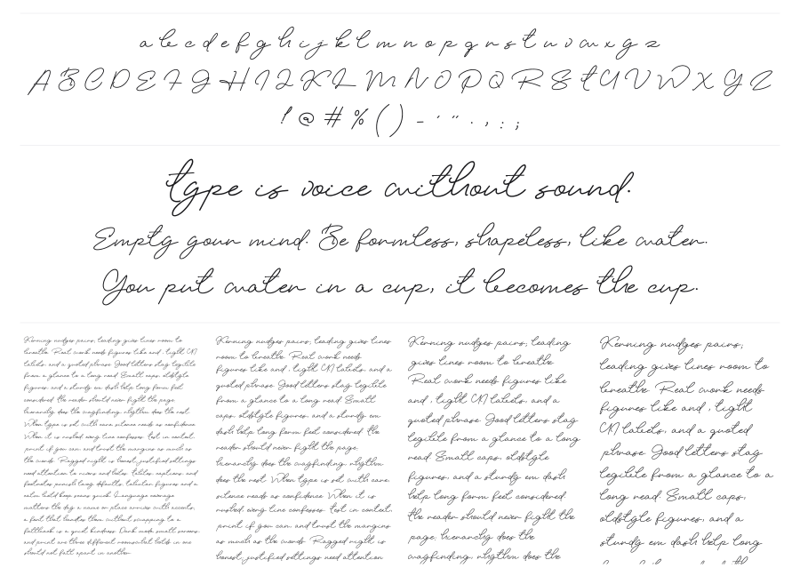Elizany specimen sheet