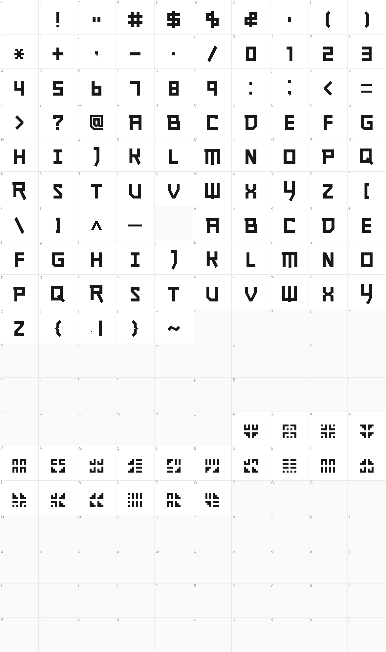 Journey glyph table