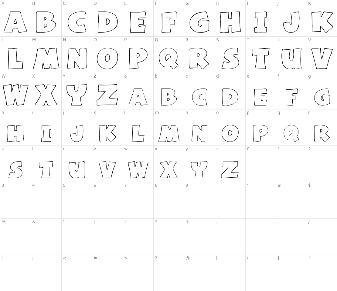 Character set for Basic Font