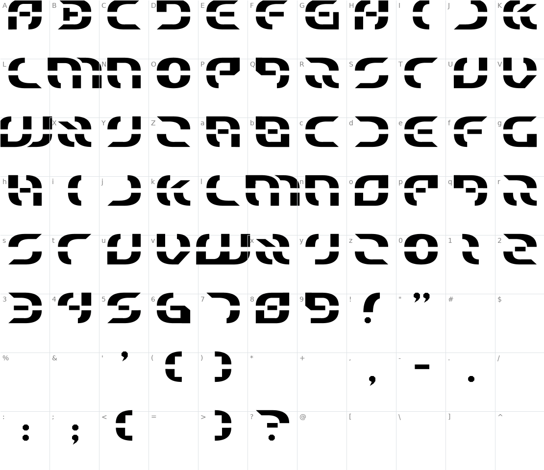 Character set for Starfighter