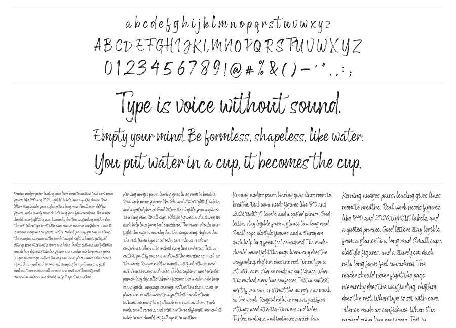 Greyfox specimen sheet