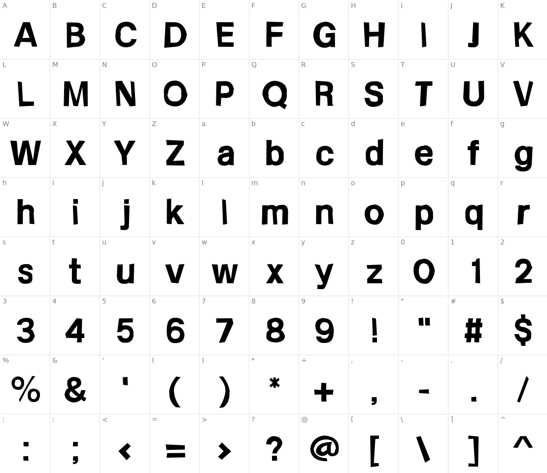 Character set for Frail Sans