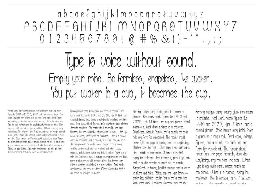 UpTop specimen sheet